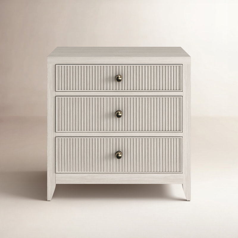 Carmen Three Drawer Nightstand, White Oak