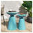 Outdoor Iron Side Tables With Flared Design, Set Of 2 , Teal-2036006919