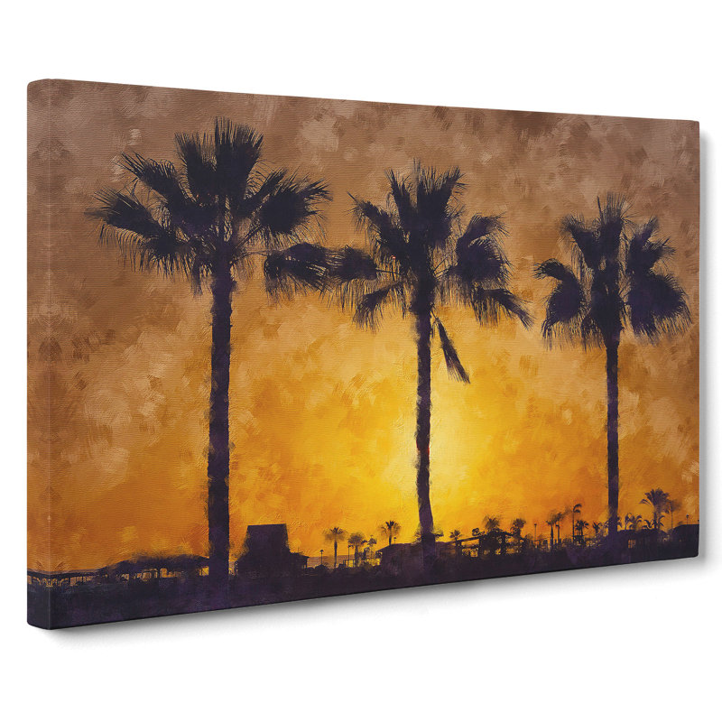 Palm Trees At Sunset Vol.1 - Wrapped Canvas Painting, 35cm H x 50cm W x 3cm D