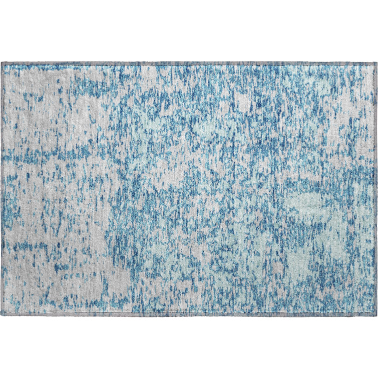 Tapis bleu sarcelle lavable à la machine Premium Prisco
