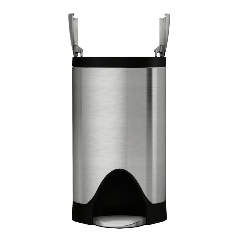 simplehuman 10 Liter / 2.6 Gallon Butterfly Lid Bathroom Step Trash Can, Brushed Stainless Steel