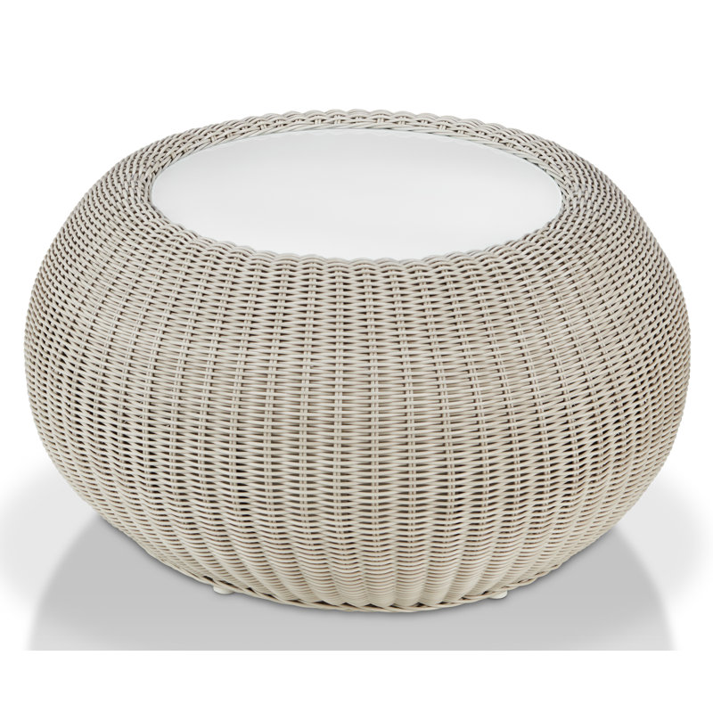 Gaines Round Glass Outdoor Side Table - 69 cm W 69 cm D, Grey