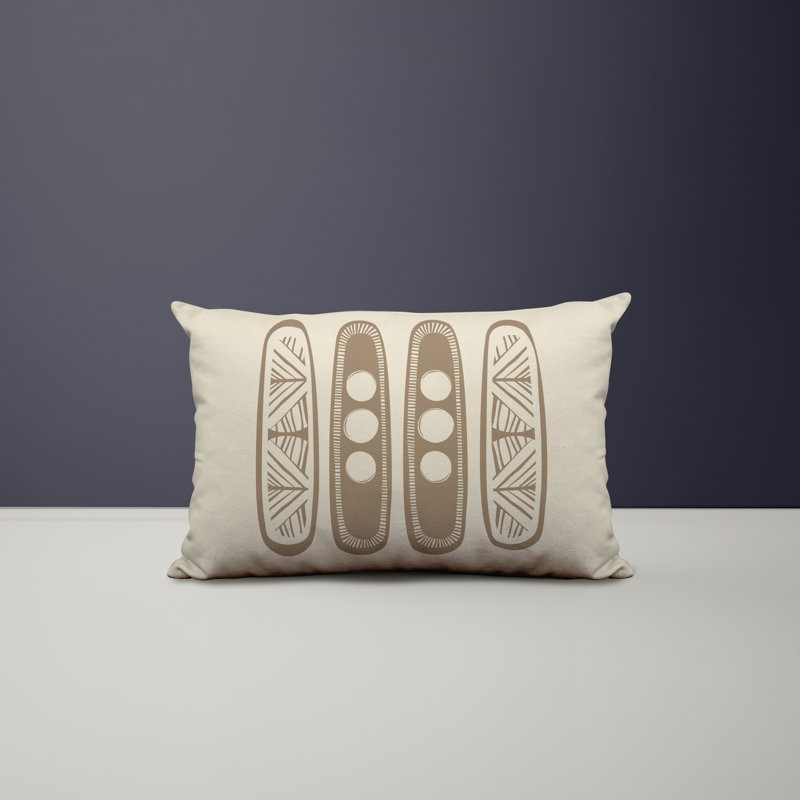 Polyester / Mélange de polyester Housse de coussin rectangulaire intérieure / extérieure lombaire et insert, Beige
