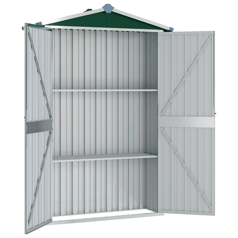 Abri de jardin en acier galvanisé 45,7 po x 17,7 po x 68,9 po Vidaxl, Vert