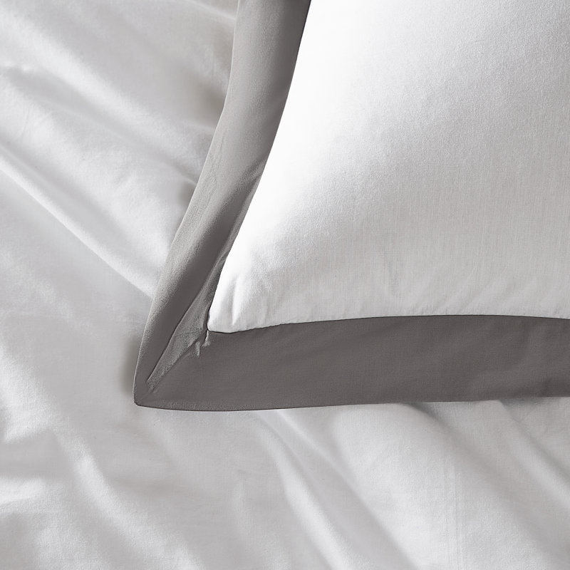 Ensemble de housse de couette en coton Elize, Grand lit, Blanc/gris