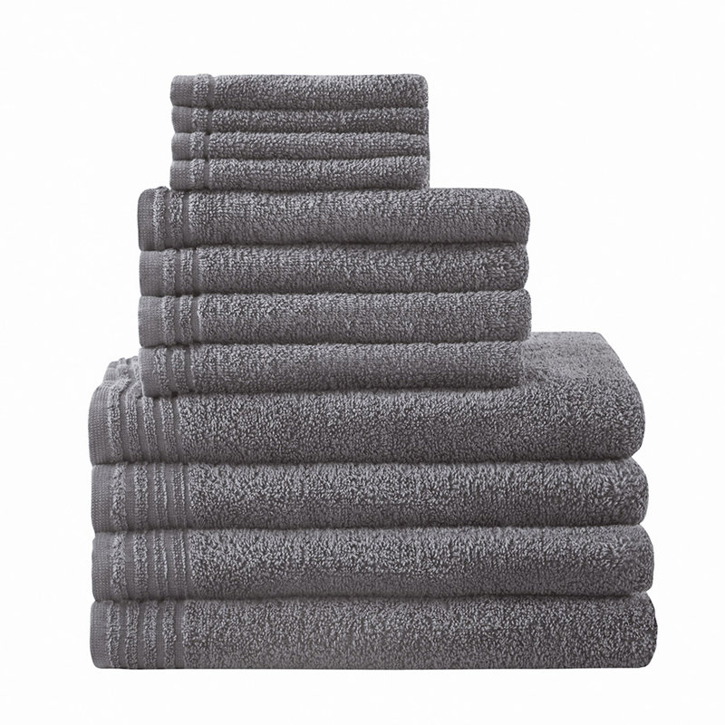 100% Cotton Quick Dry 12 Piece Bath Towel Set, Gray