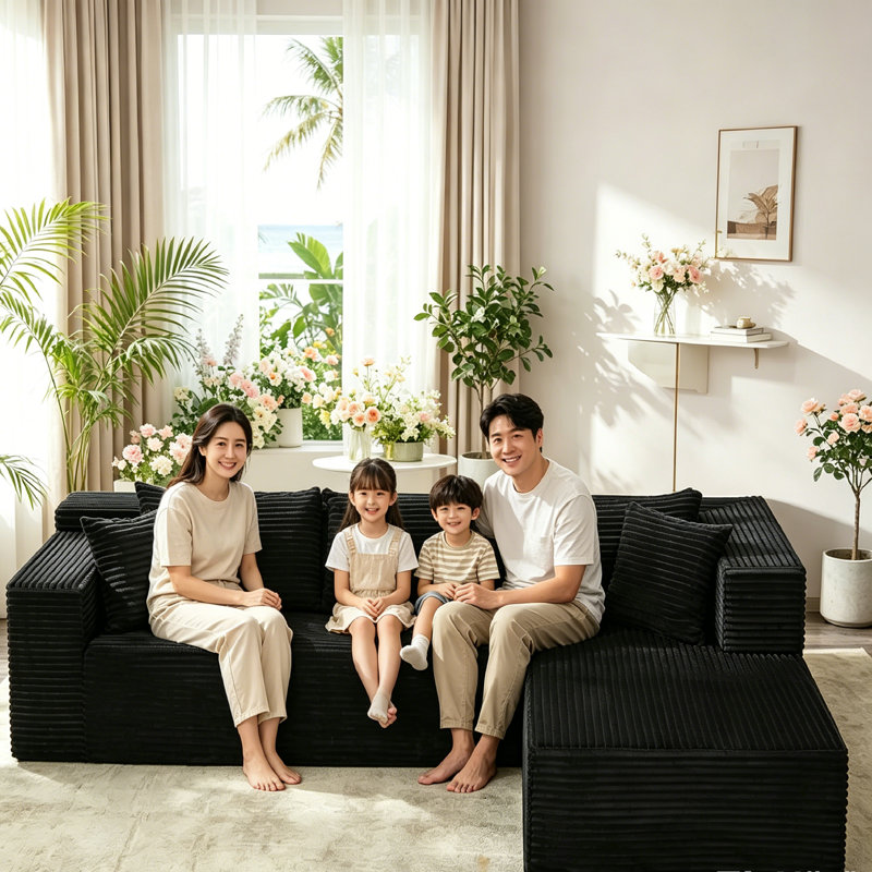 4 Seater Corduroy Sectional
