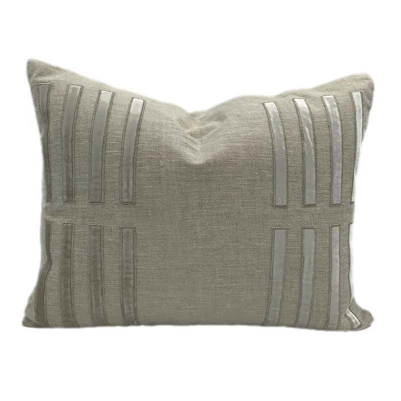 Porto Lumbar Pillow Cover & Insert, Ivory/Silver