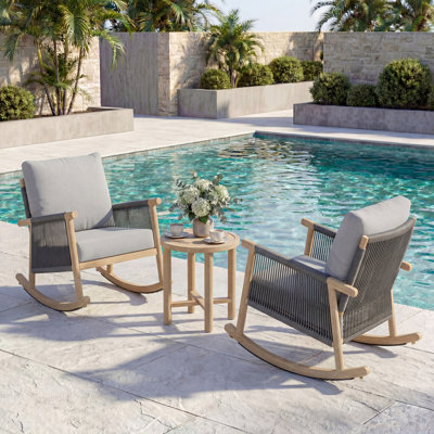 3 Pcs Outdoor Rocking Chair Conversation Set