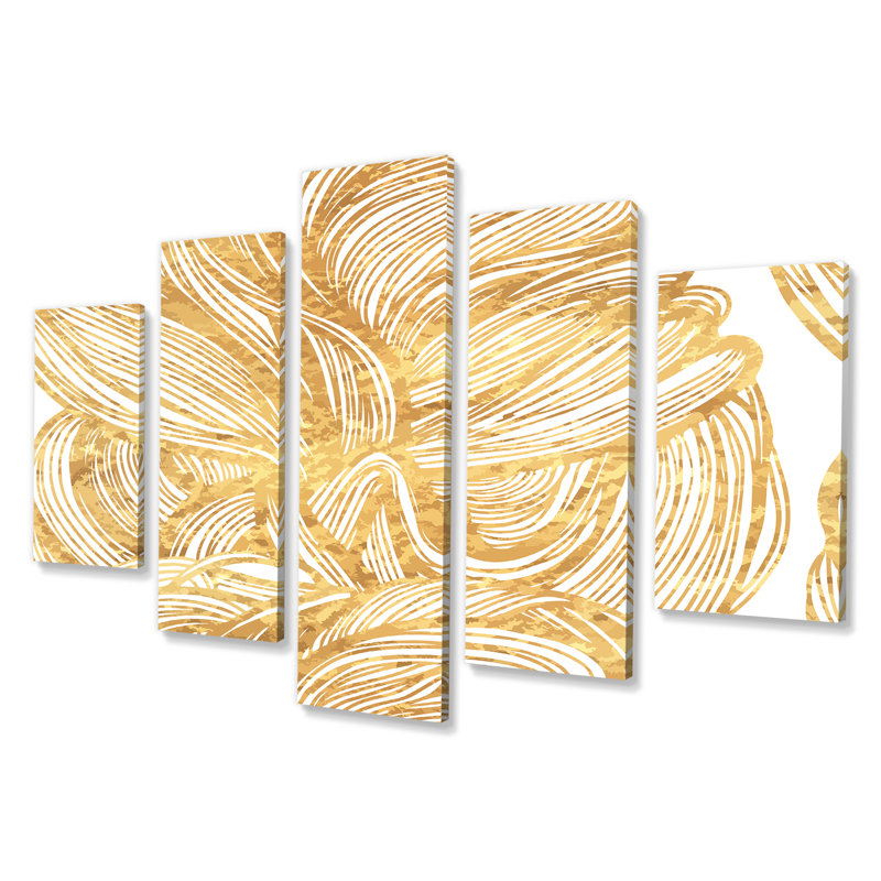 Décoration murale ajourée décorative dorée moderne - 60 x 32 - 5 panneaux
