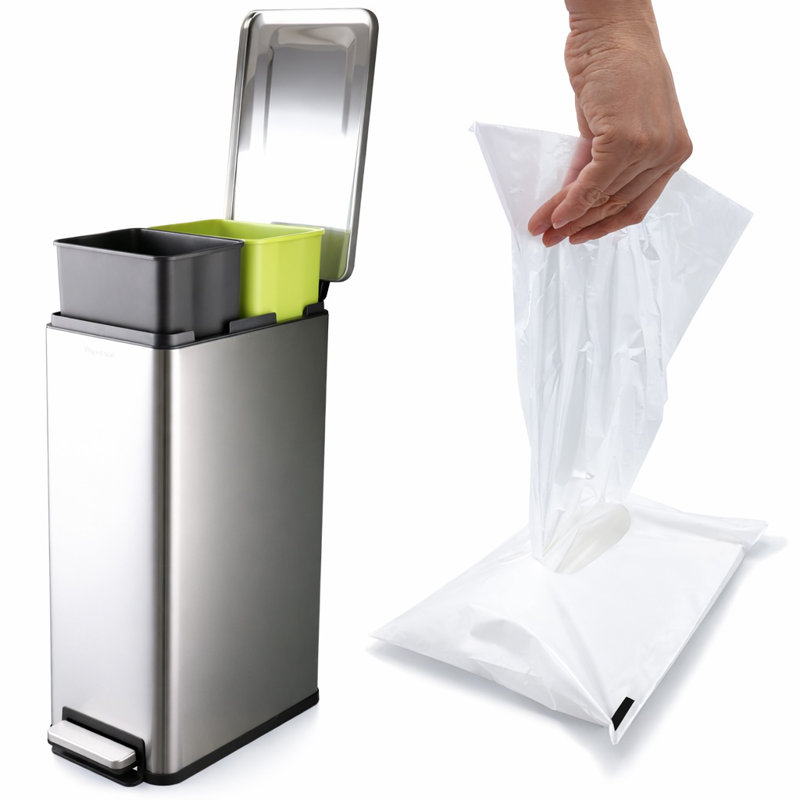 Slim Design Dual-Compartment Trash & Recycling Bin - Thumbnail 2