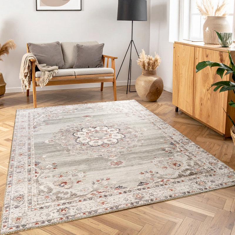 Multicolore 5 pi 3 po Tapis X 7 avec médaillon fait à la main, velours, doux et durable, idéal pour les endroits très passants et la douceur classique des animaux de compagnie