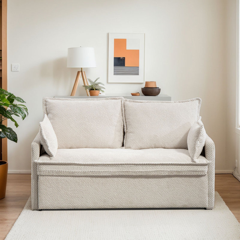 59.5" Convertible Sofa Bed 2-in-1 Upholstered Reclining Sleeper Sofa Couch Bed with Side Storage and USB/C-TYPE