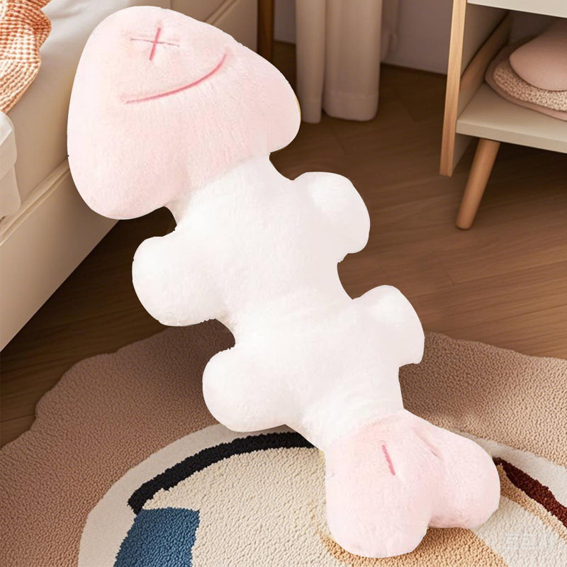Coussin à poils longs Fishbone, H 37,4 po x l 9,8 po, Rose
