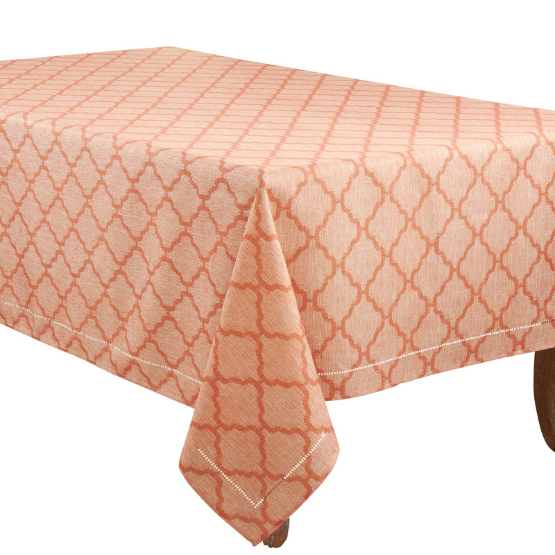 Orange Laser-Cut Hemstitch Fabric Tablecloth, 23x19 in
