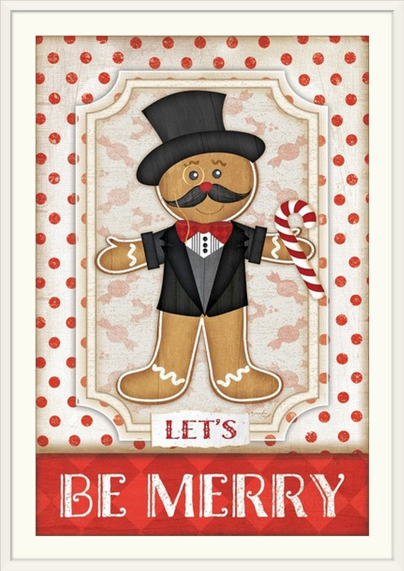 «Gingerbread Man» par Jennifer Pugh, impression, Cadre blanc, H 26 po x l 20 po x P 1 po
