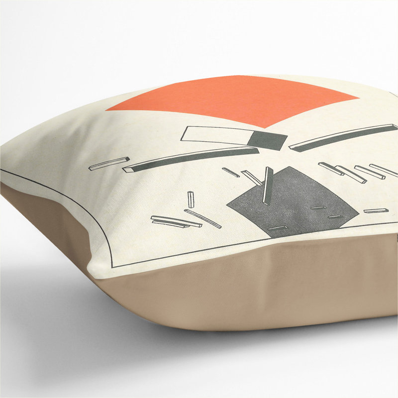 Two Quadrants Square Throw Cushion, 40cm H x 40cm W x 15cm D, Stone