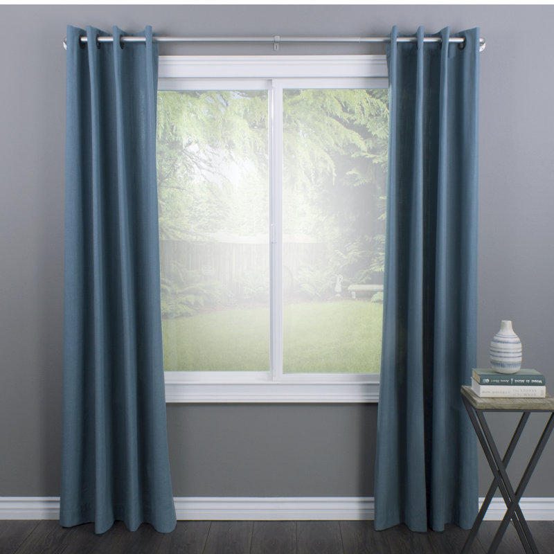 Lovina Metal Adjustable Single Curtain Rod, Silver, 36"-72" W
