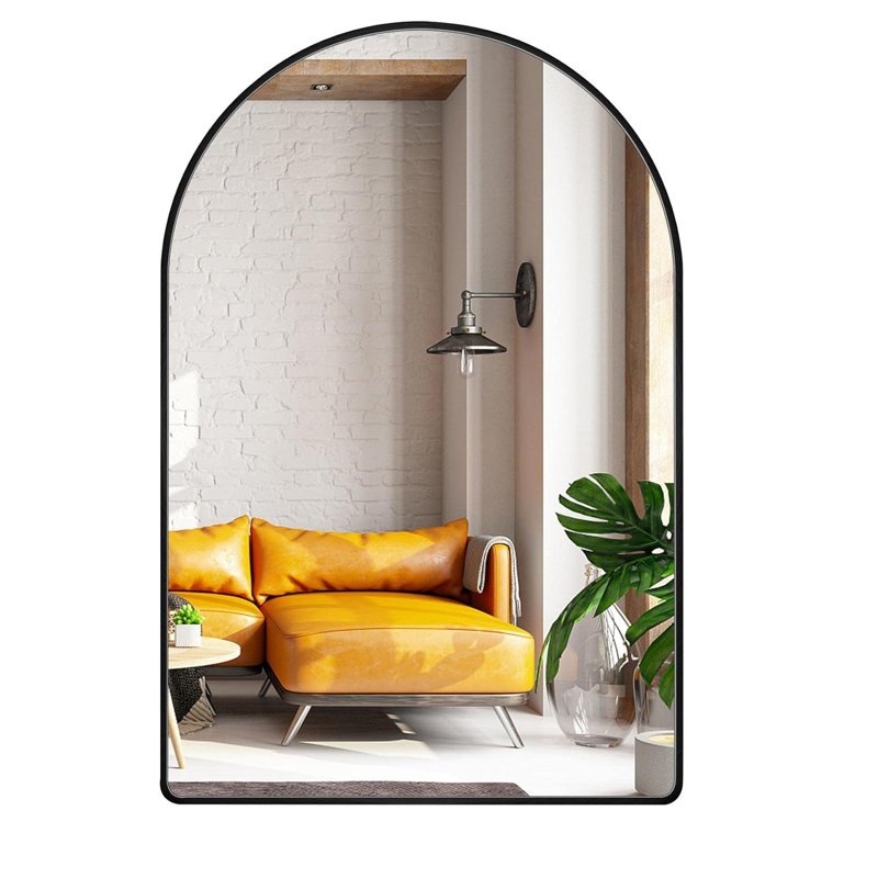 Kolodny Aluminum Arch Wall Mirror, 24" x 36", Black