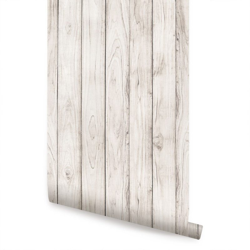 Carreau de papier peint adhésif à peindre et colle en bois, L 2 pi x L 18 pi, Blanc