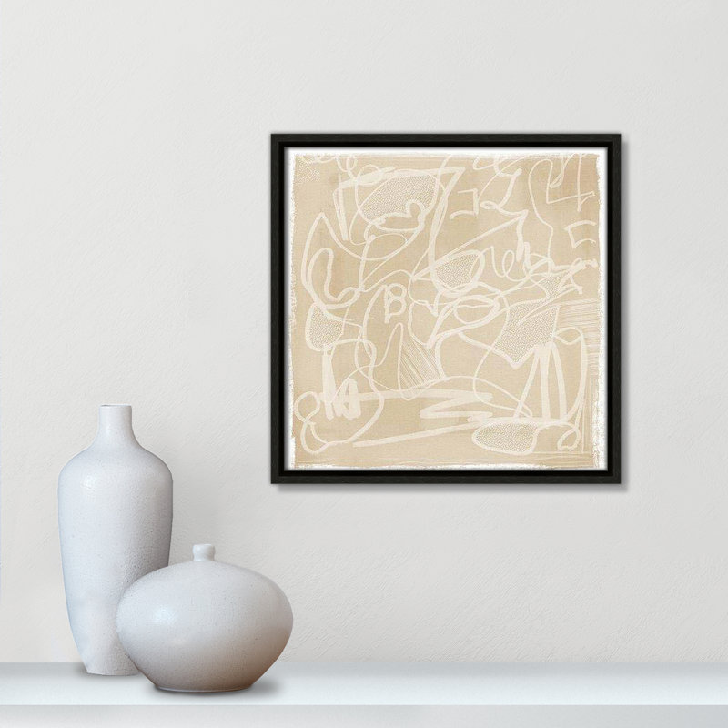 «Scribble Elegance» par Leah Straatsma, Cadre flottant espresso, H 13,5 po x l 13,5 po x P 2 po