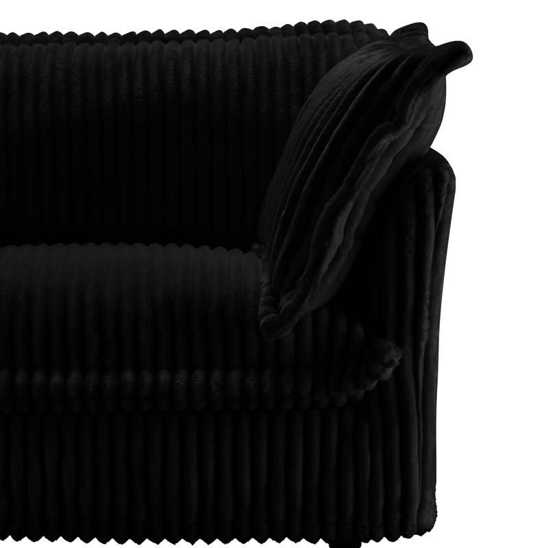 Fauteuil noir en velours côtelé et fauteuil élégant en tissu doux noir