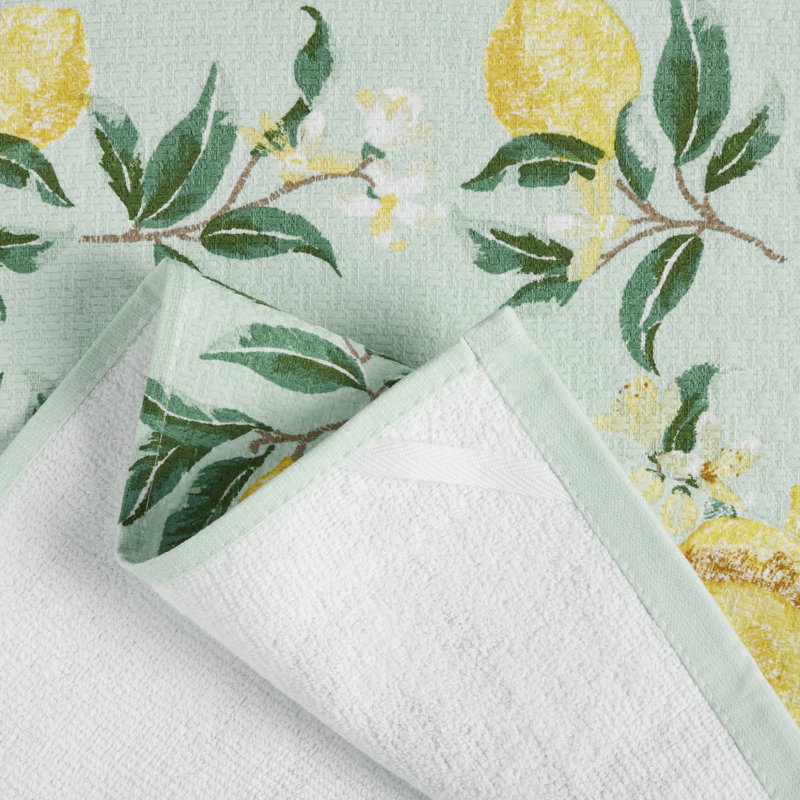 Ensemble de 2 serviettes de cuisine Martha Stewart Lims Whimsy 16 po x 28 po, turquoise / vert / jaune / blanc