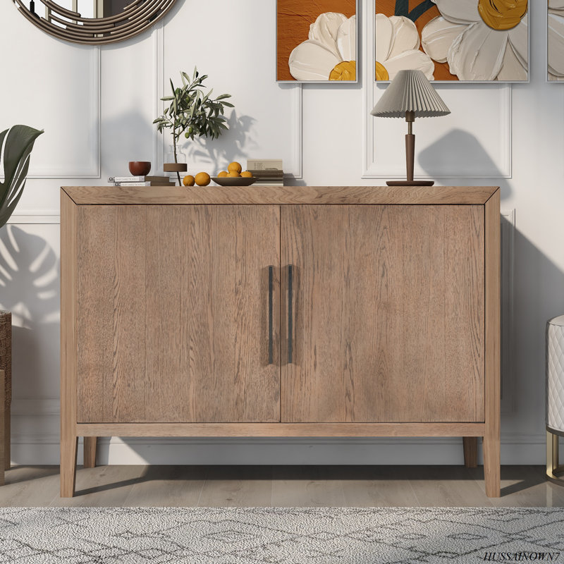 Buffet avec 2 poignées en métal et 2 portes pour le couloir, l'entrée et le salon, Beige