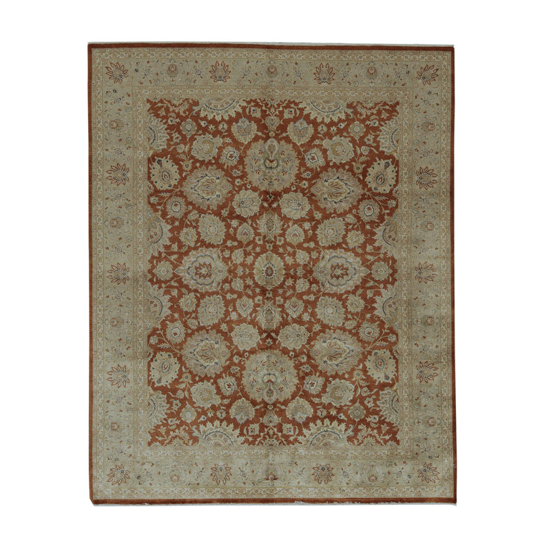 Tapis rouille et beige noué à la main de haute qualité