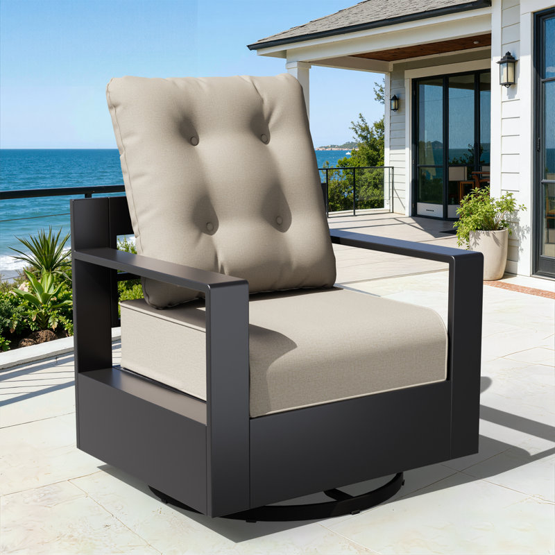 Adwin Outdoor 6" Deep Seat Olefin Cushion Set with Water & UV Resistant Cover (Cushions Only), Beige, 2