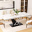 Table de salle à manger extensible en faux marbre avec base en métal pour 8 à 10 personnes