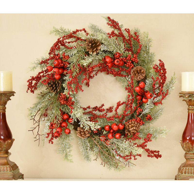 Handcrafted Faux Berry Polyester 22'' Wreath