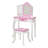 Teamson Kids Sweethearts Kids Play Vanity Table & Stool w/ LED, White & Pink