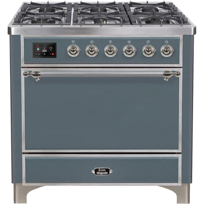 Majestic II 36" 3.5 cu.ft. Freestanding Dual Fuel with Griddle and Convection Oven, Liquid Propane, Blue Gray/Copper
