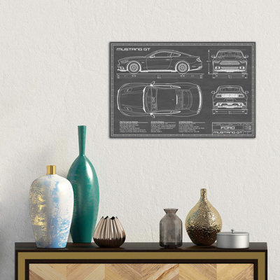 Mustang GT (2015-2017) Black by Action Blueprints - Wrapped Canvas Print