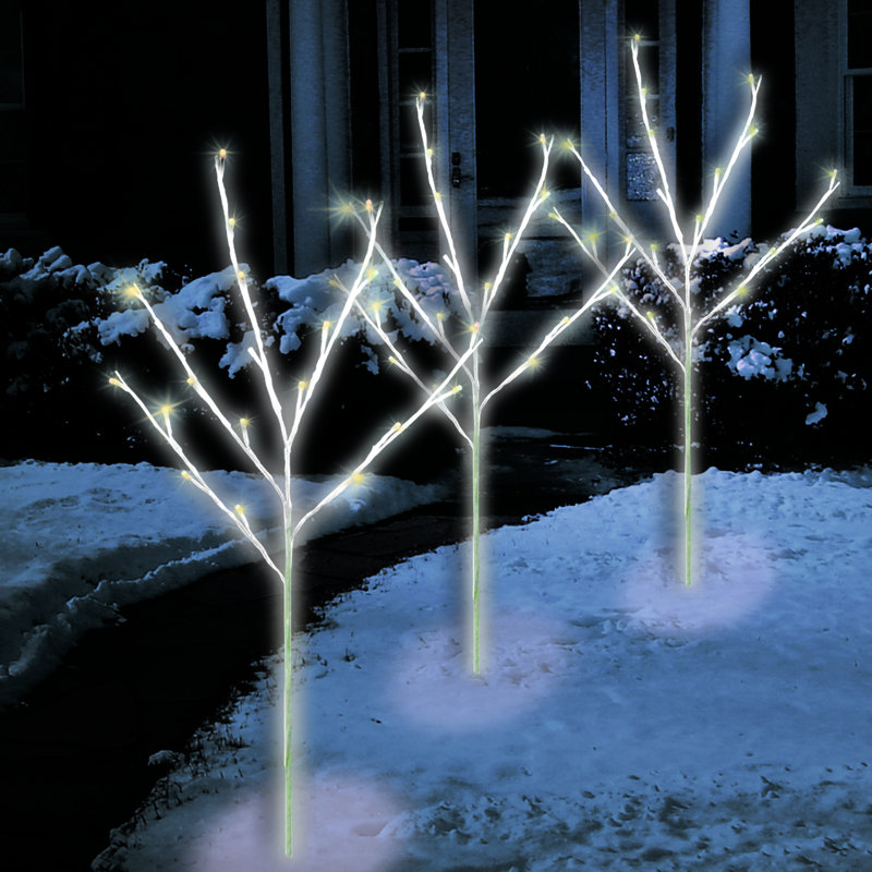 3 Ct Twinkling LED Branch Trees, Warm White