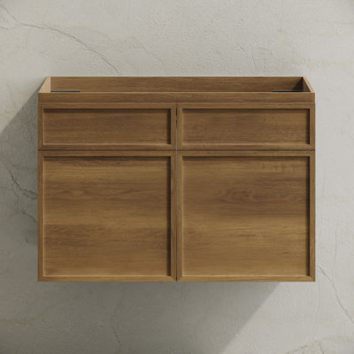 St. Tropez 30" Wall-Mounted Bathroom Vanity Cabinet Without Top In Brown Oak