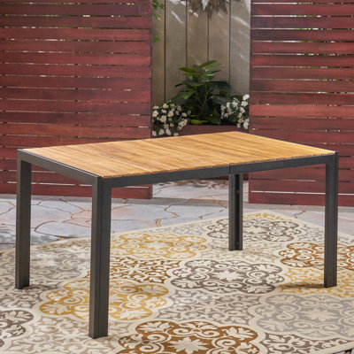 Table de salle à manger contemporaine en bois avec pieds en fer - 59 X 35,5 30 pouces, surface de déversement, finition haut de gamme P l, haut, assemblage facile