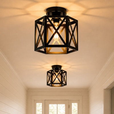 1 - Light Industrial Semi Flush Mount Ceiling Lighting Fixture Small Chandelier For Entry Hallyway Kitchen