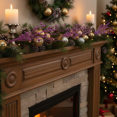 20Pcs décorations de Noël de paillettes artificielles de baies décoratives, baguettes de Noël, rameaux scintillants, branches pour arbre de Noël, couronne, vase, décorations de fête, décorations de Noël
