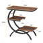 Table de bout en forme de C de 11,81 pouces, table d'appoint industrielle à 3 niveaux avec tablettes de rangement, petite table de collation pour canapé, structure en métal brun rustique, table de bout