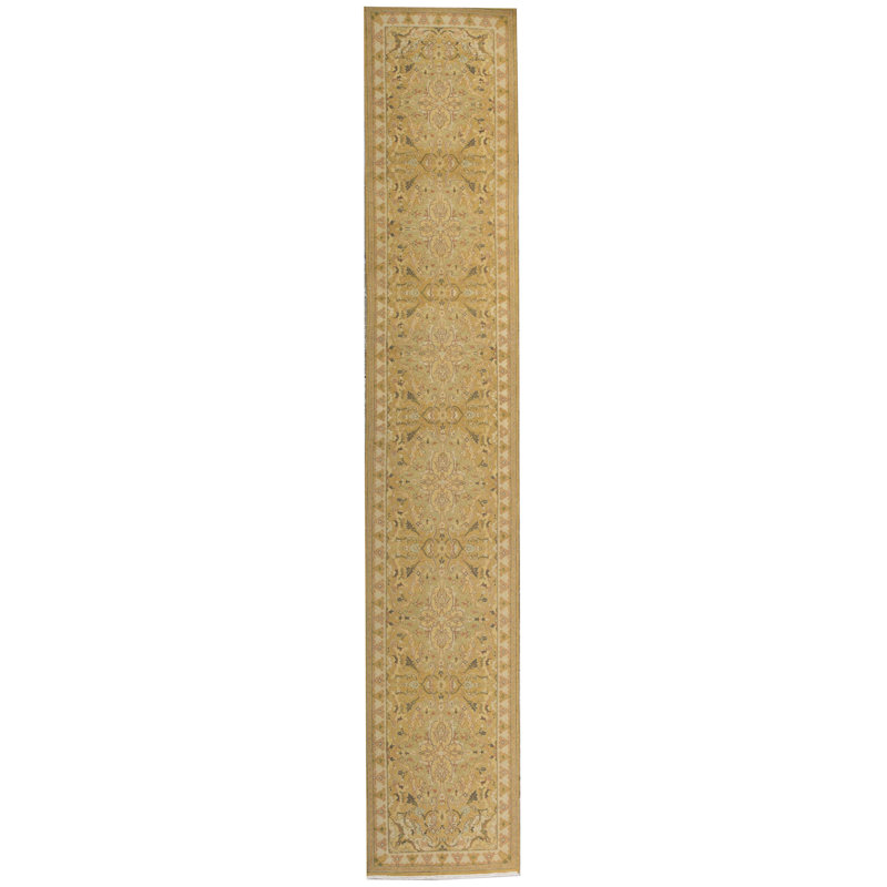 Hand-Knotted High-Quality Gold and Ivory Runner