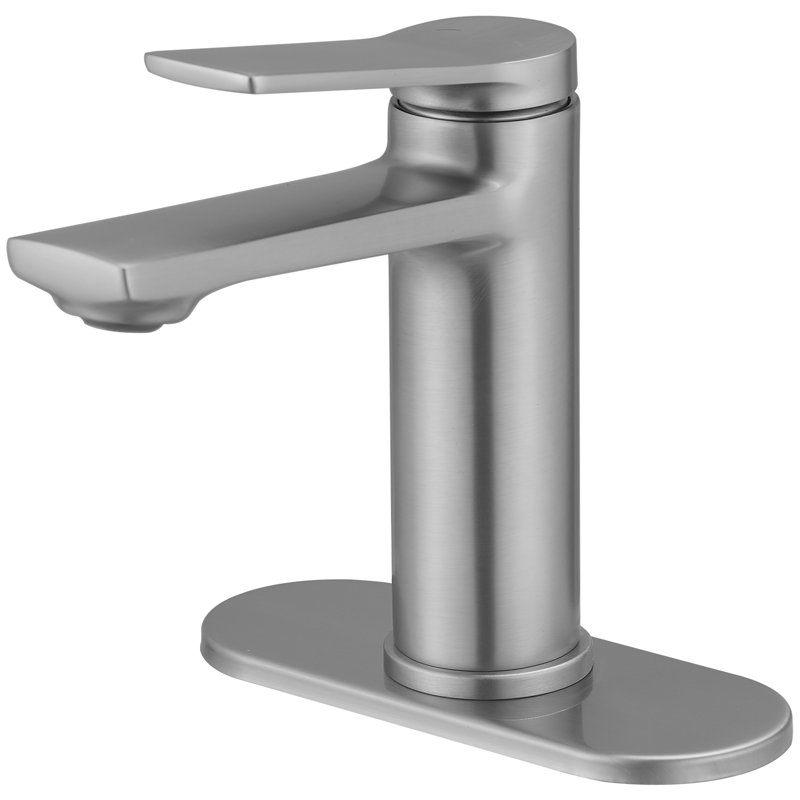 Single-Hole Single-Handle Bathroom Faucet With Pop-Up Drain Assembly, Brushed Nickel