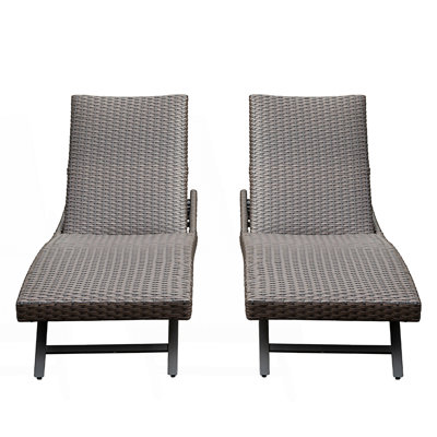 Chaise longue d'extérieur en osier 2 pièces