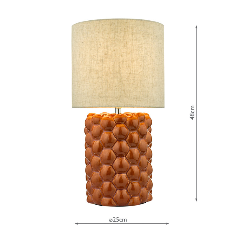 Jayden Table Lamp Glaze With Shade, Orange