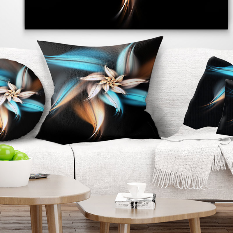 Coussin floral floral digital art, 16 po x 1 po, Coussin décoratif