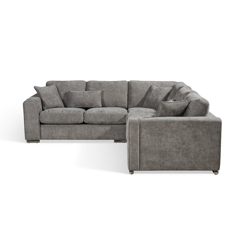 4 Seater Corner Sectional, Grey Chenille