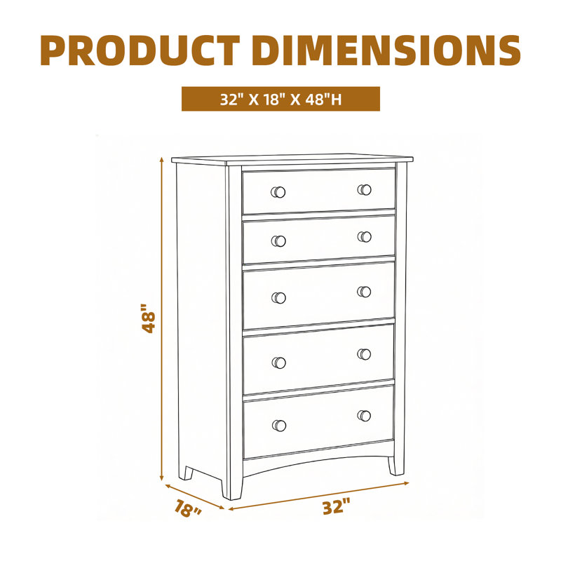 Commode de rangement à 5 tiroirs - Commode pratique, Noir