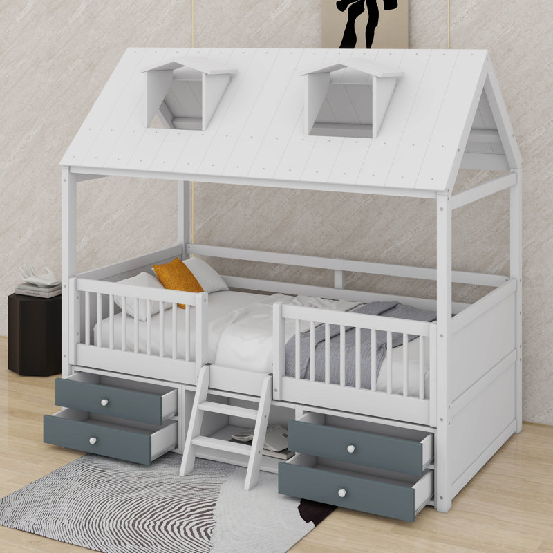 Lit simple en bois, Blanc