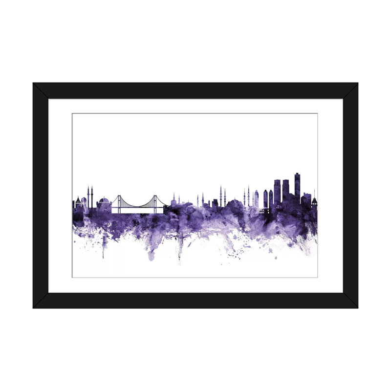 «Istanbul, Turkish Skyline» par Michael Tompsett, impression sur toile tendue, H 16 po x l 24 po x P 1 po, Blanc